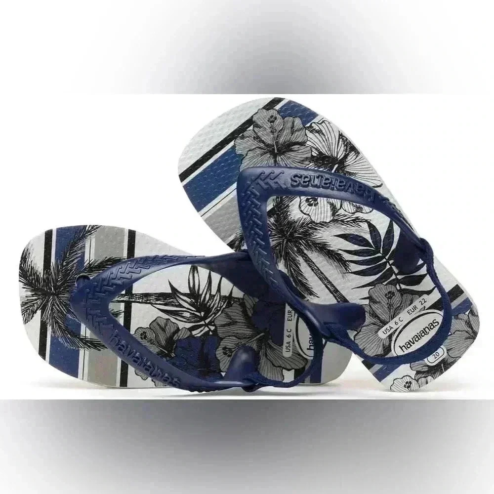 Havaianas Flip-Flops | Baby Chic II – White/Navy | Size 4C (17/18)